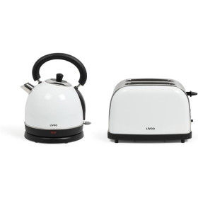 LIVOO Set petit déjeuner vintage Bouilloire et Grille-pain électriques DOD136W Blanc