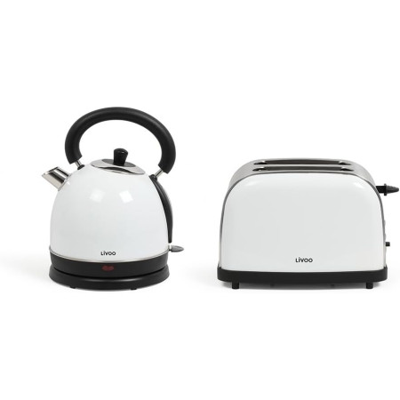 LIVOO Set petit déjeuner vintage Bouilloire et Grille-pain électriques DOD136W Blanc