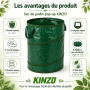 KINZO Sacs à Déchets de Jardin Robustes 120 L, Ramasse-feuilles Ø36cm Léger