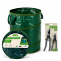 KINZO Sacs à Déchets de Jardin Robustes 120 L, Lot de 2 Ciseaux de Jardin 21cm et 16cm