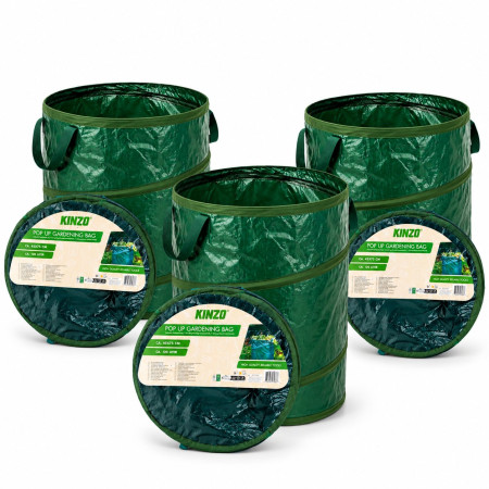 KINZO Sacs à Déchets de Jardin Robustes 120 L x 3 Pack Réutilisables