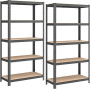 Lot 2 Étagères 5 Niveaux Galva 875 kg, 180x40x90cm Structure Acier Robuste - BM TOOLS ETA-180-BK - panneaux MDF 4mm - à Clipser