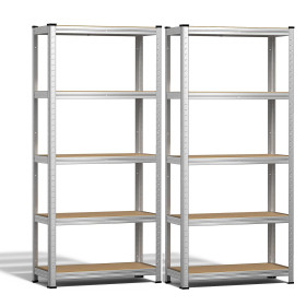Lot 2 Étagères 5 Niveaux Galva 875 kg, 150x30x75cm Structure Acier Robuste - BM TOOLS ETA-150-GALVA - panneaux MDF 4mm,à Clipser