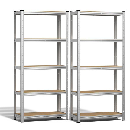 Lot 2 Étagères 5 Niveaux Galva 875 kg, 150x30x75cm Structure Acier Robuste - BM TOOLS ETA-150-GALVA - panneaux MDF 4mm,à Clipser