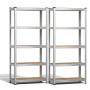 Lot 2 Étagères 5 Niveaux Galva 875 kg, 150x30x75cm Structure Acier Robuste - BM TOOLS ETA-150-GALVA - panneaux MDF 4mm,à Clipser