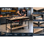 BM TOOLS BMT-ETAB-120-TIR-BK Établi Atelier avec étagère noir 120x60x90 cm - 2 Tiroirs pour outillage, Charge Max. 100 kg
