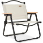 LIVOO SEP138 Chaise de Camping Pliante Acier thermolaqué Bois de hêtre 600D poignée Transport