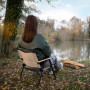 LIVOO SEP138 Chaise de Camping Pliante Acier thermolaqué Bois de hêtre 600D poignée Transport