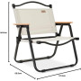LIVOO SEP138 Chaise de Camping Pliante Acier thermolaqué Bois de hêtre 600D poignée Transport