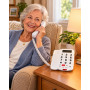 Aidapt VM314-LD265-CID Téléphone Grosses Touches Blanc Mains Libres LED Volume Senior