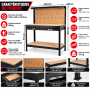 BM TOOLS BMT-ETAB-120-TOP-BK Établi de Garage 120 cm Noir 2 Tiroirs Pegboard Étagères Acier + 20 crochets pour outillage